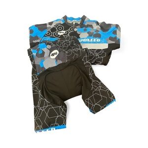 Sponed Men's Blue and Black Cycling Suit